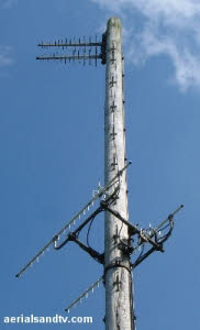 Phased aerial array on the Birchover repeater transmitter.